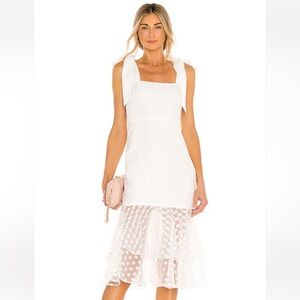 Lovers + Friends White Polka Dot Midi Dress